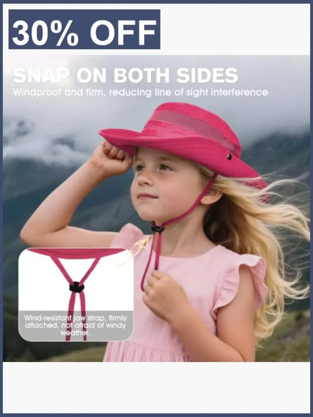 Kids UPF 50+ Bucket Hat Quick Dry Adjustable Chinstrap Sun Hat for Boys Girls